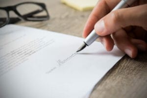 person signing contract