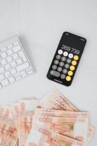 Currency, calculator and a keyboard