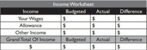 income worksheet